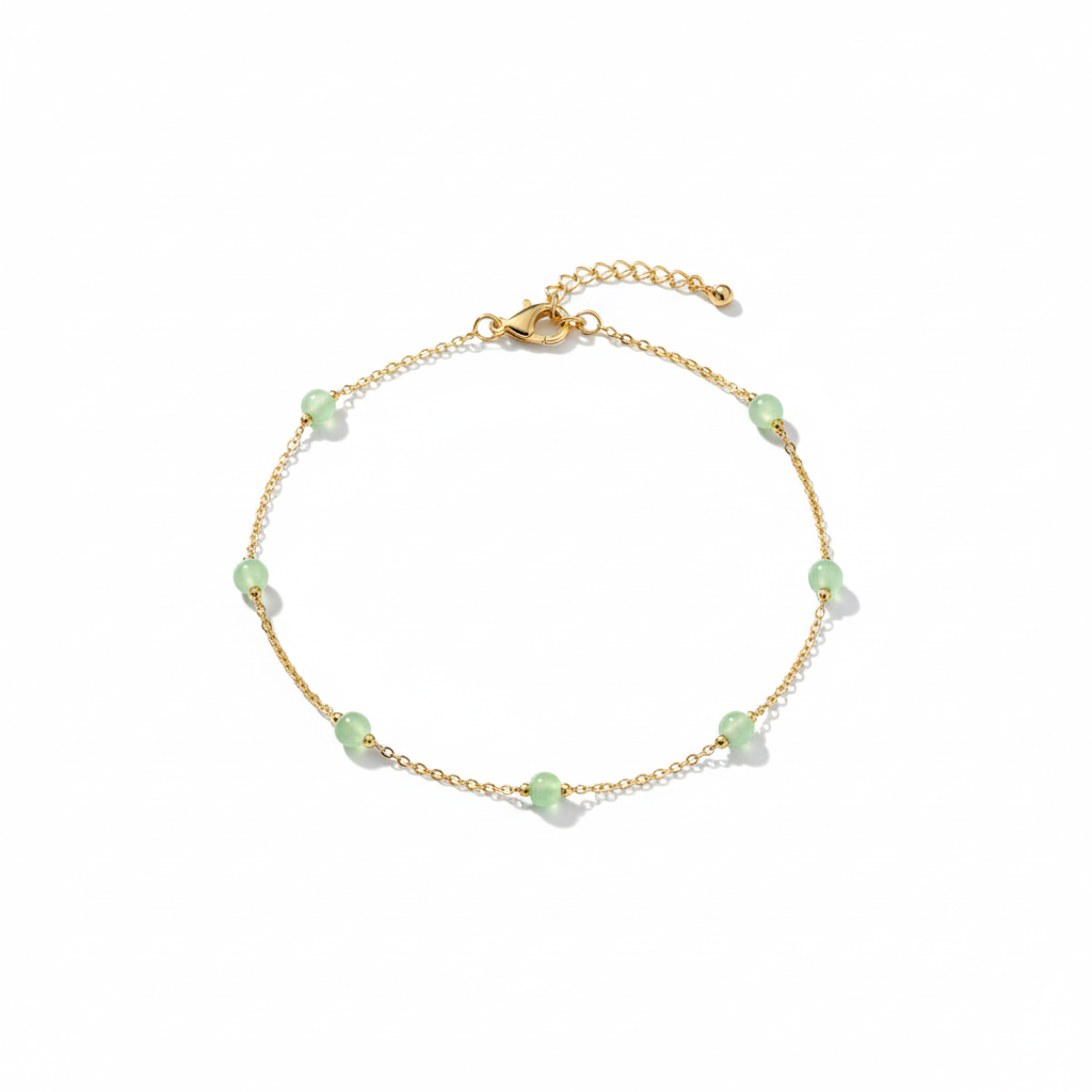Bracelet De Cheville Perle Verte