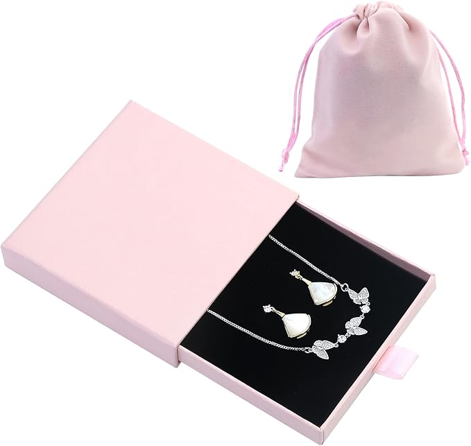 Boîte boîte rose et sac en velours
